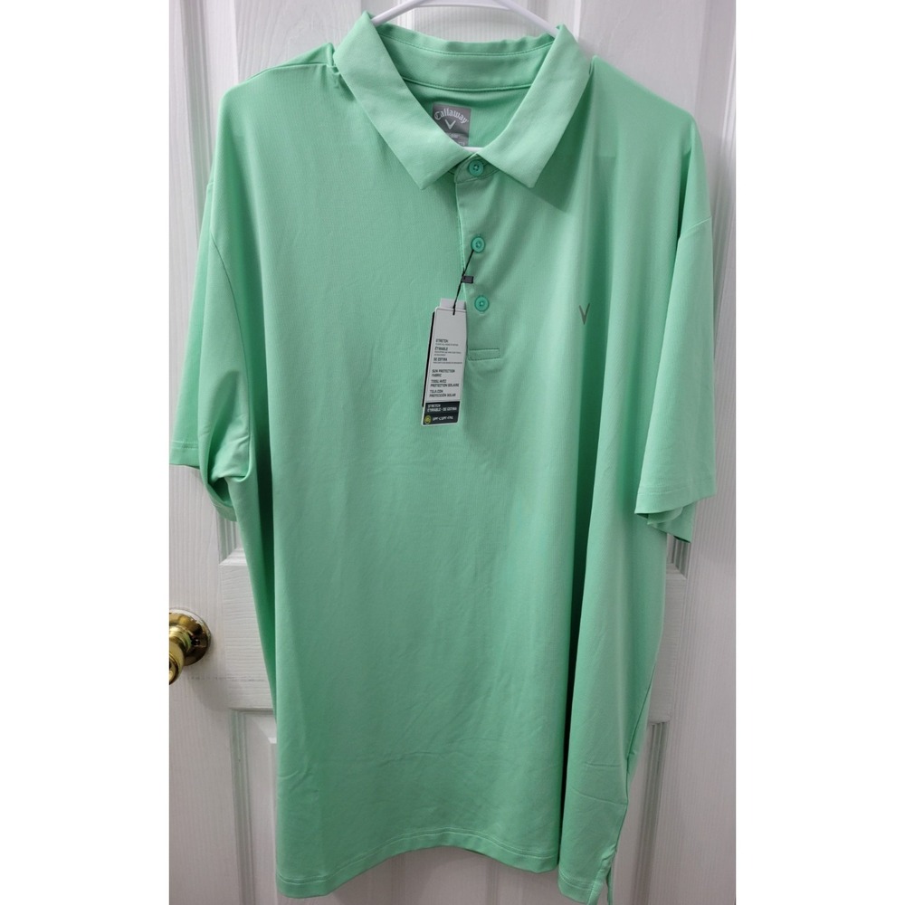 Callaway Opti Dri Polo XXL 2X Neptune Green Short Sleeve Stretch NEW with Tags